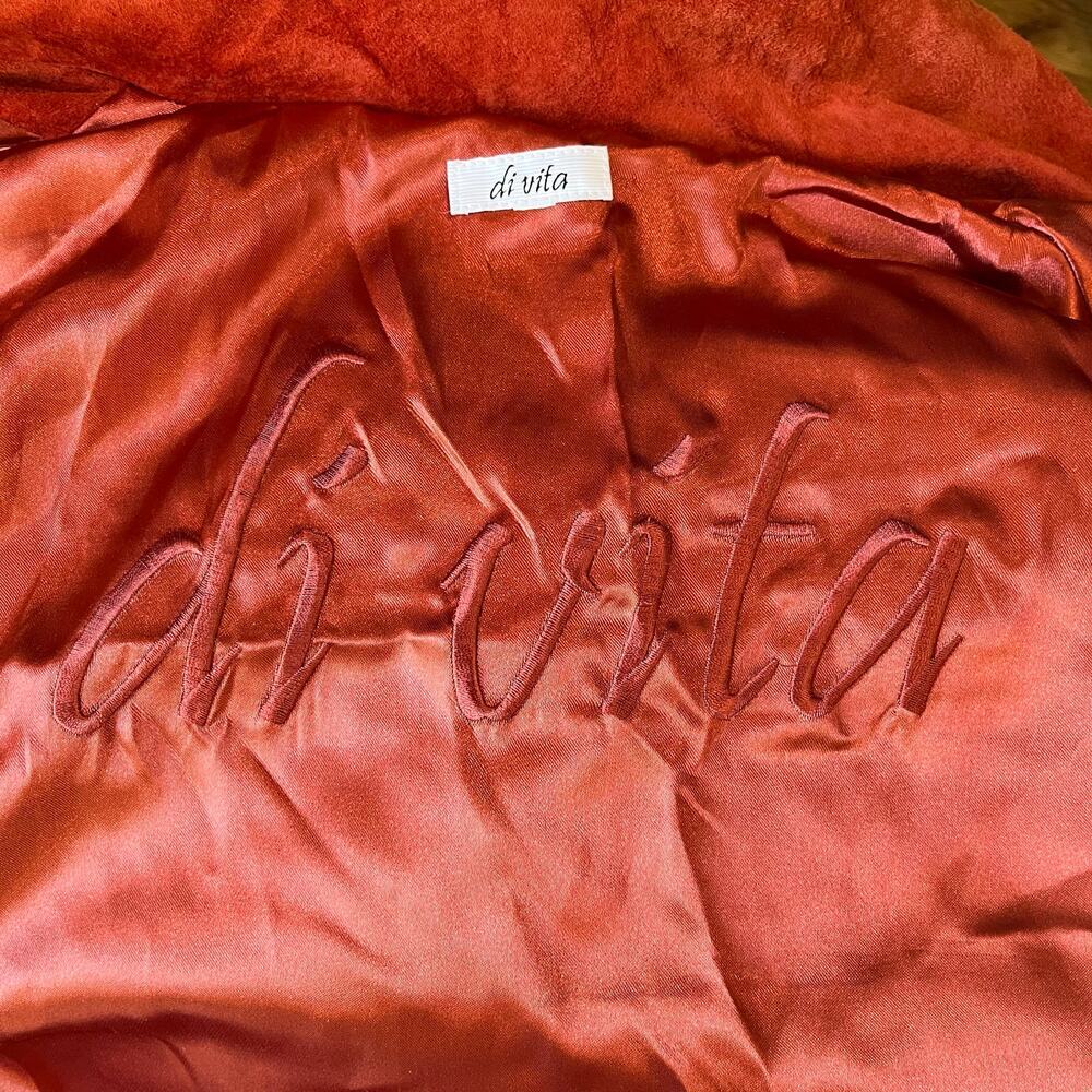 Di Vita Suede Moto Blazer Jacket Size 8 Burnt Orange - Picture 10 of 16